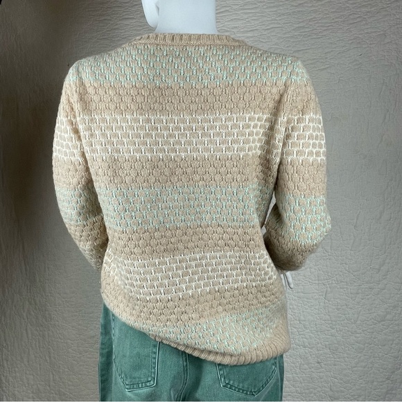 💖5/$25 J.Crew Lambswool Blend Striped Honeycomb Stitch Sweater Women Size S - Picture 6 of 13